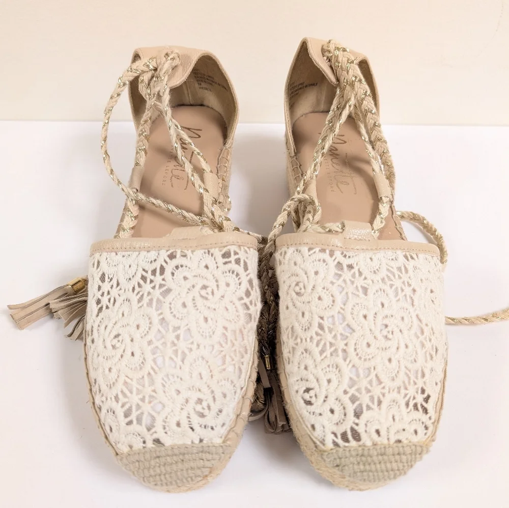 Nanette Lepore Women's Bitsy 1 Espadrille Wedge Sandal Cottagecore Lace - Picture 5 of 13